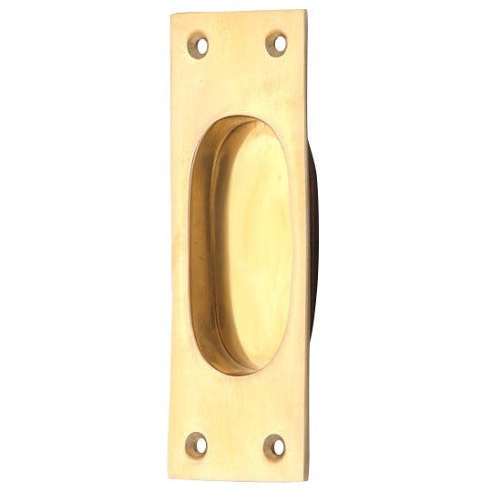 5 Inch Rectangular Traditional Solid Brass Pocket Door Pull or Window Sash Pull (Polished Brass Finish) Copper Mountain Hardware