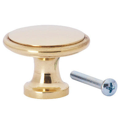 1 1/2 Inch Brass Flat Top Cabinet Knob (Polished Brass Finish) COPPER MOUNTAIN HARDWARE