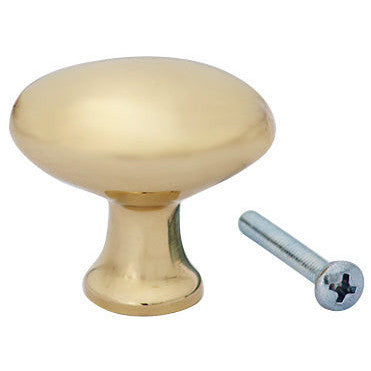 1 1/2 Inch Heavy Traditional Solid Brass Egg Cabinet Knob (Polished Brass Finish) COPPER MOUNTAIN HARDWARE