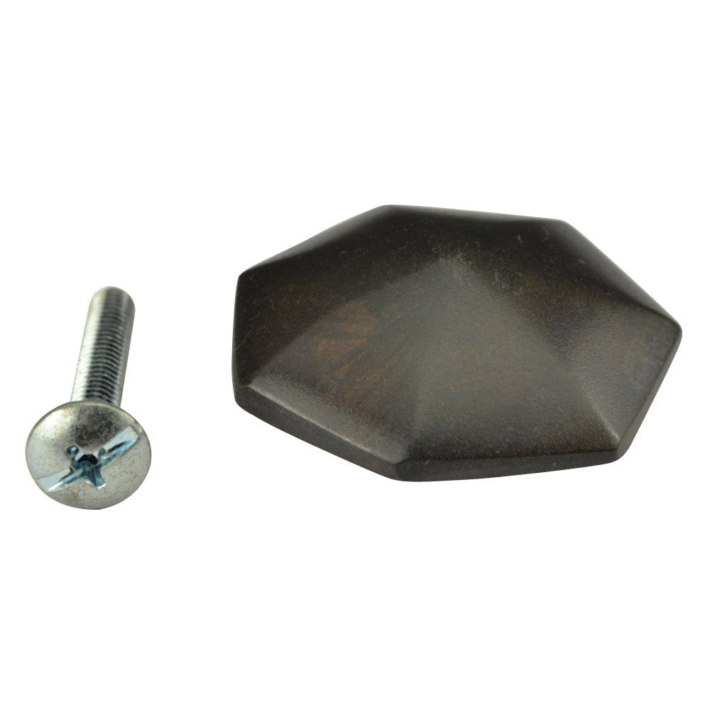 1 3/8 Inch Solid Brass Heptagon Knob (Oil Rubbed Bronze Finish) COPPER MOUNTAIN HARDWARE