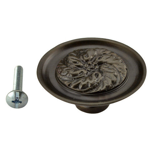 1 4/5 Inch Solid Brass Florid Leaf Knob (Oil Rubbed Bronze Finish) COPPER MOUNTAIN HARDWARE