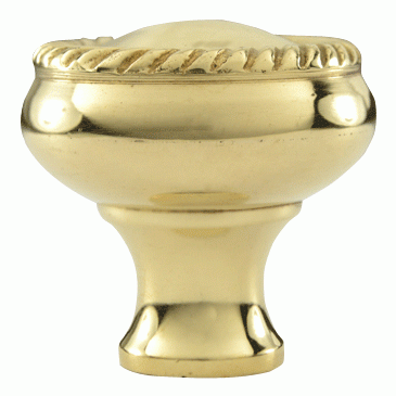 1 1/4 Inch Solid Brass Round Georgian Roped Border Knob (Polished Brass Finish) COPPER MOUNTAIN HARDWARE