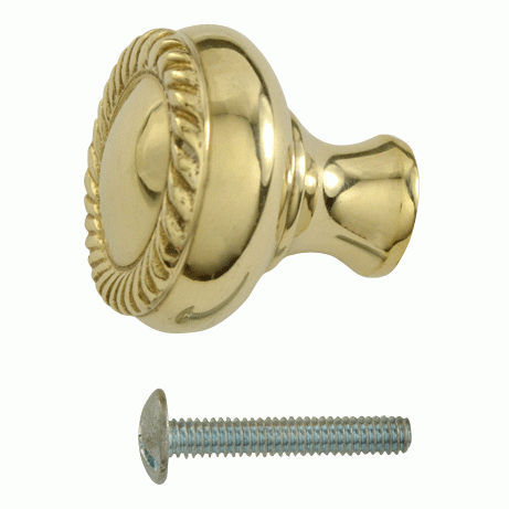 1 1/4 Inch Solid Brass Round Georgian Roped Border Knob (Polished Brass Finish) COPPER MOUNTAIN HARDWARE