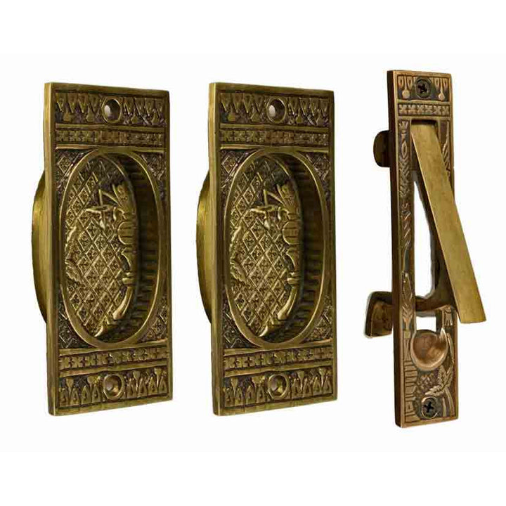 Broken Leaf Single Pocket Passage Style Door Set Antique Brass Finish COPPER MOUNTAIN HARDWARE