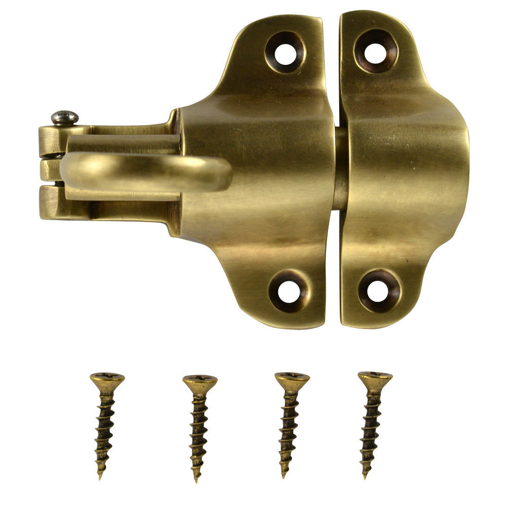 Solid Brass Traditional Transom Window Latch (Antique Brass Finish) Copper Mountain Hardware