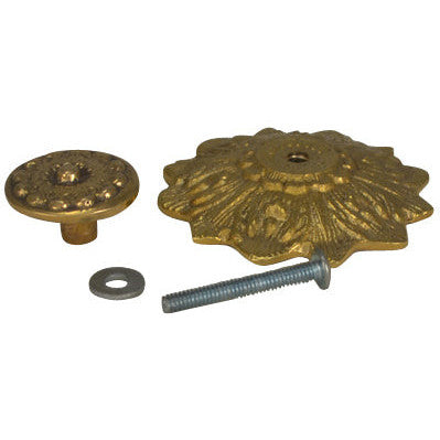 2 2/5 Inch Solid Brass Victorian Sunflower Knob (Polished Brass Finish) COPPER MOUNTAIN HARDWARE