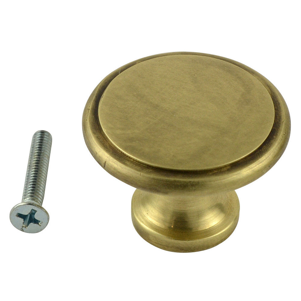 1 1/2 Inch Brass Flat Top Cabinet Knob (Antique Brass Finish) COPPER MOUNTAIN HARDWARE