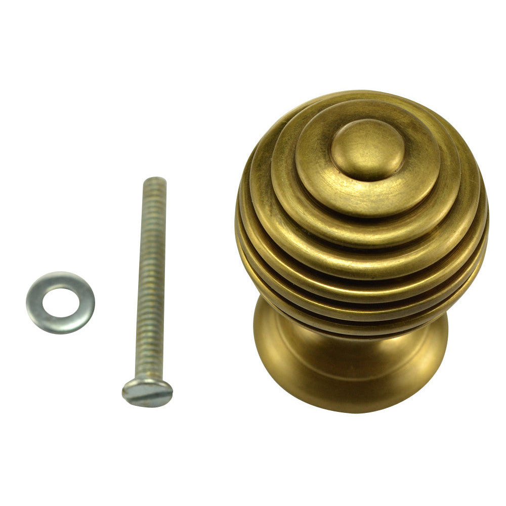 1 1/2 Inch Solid Brass Circular Knob (Antique Brass Finish) COPPER MOUNTAIN HARDWARE