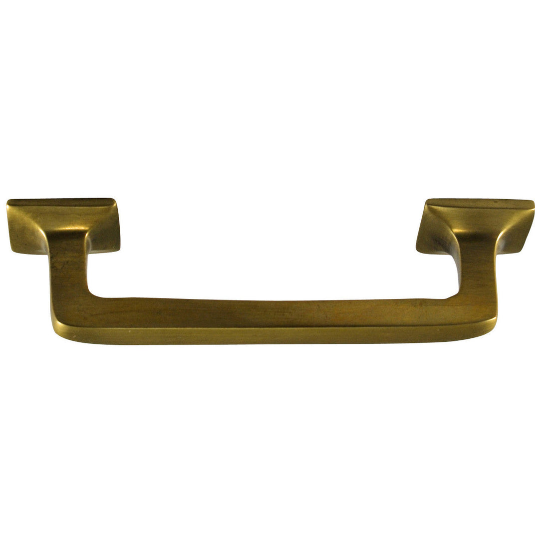 4 1/4 Inch Overall (3.25 Inch c-c) Solid Brass Square Traditional Pull (Antique Brass Finish) COPPER MOUNTAIN HARDWARE