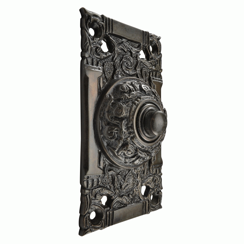 4 1/4 Inch Art Nouveau Solid Brass Doorbell (Oil Rubbed Bronze Finish) COPPER MOUNTAIN HARDWARE