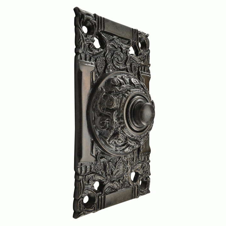 4 1/4 Inch Art Nouveau Solid Brass Doorbell (Oil Rubbed Bronze Finish) COPPER MOUNTAIN HARDWARE