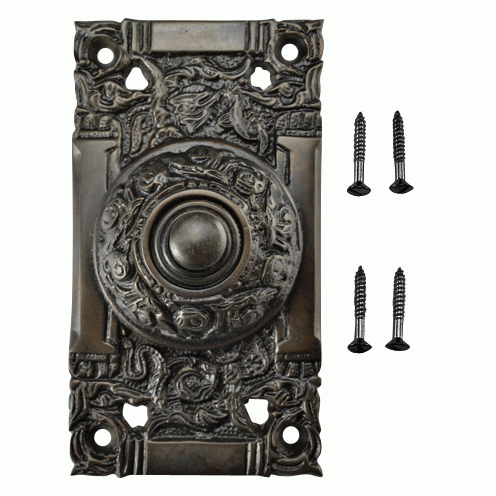 4 1/4 Inch Art Nouveau Solid Brass Doorbell (Oil Rubbed Bronze Finish) COPPER MOUNTAIN HARDWARE