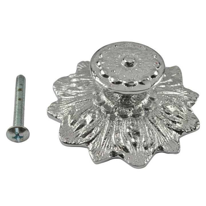 2 2/5 Inch Solid Brass Victorian Sunflower Knob Brushed Nickel Finish COPPER MOUNTAIN HARDWARE