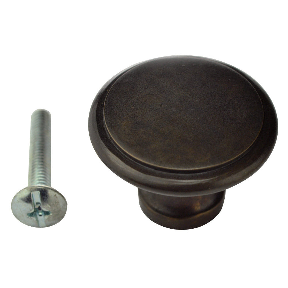 1 1/4 Inch Brass Flat Top Cabinet Knob (Oil Rubbed Bronze Finish) COPPER MOUNTAIN HARDWARE