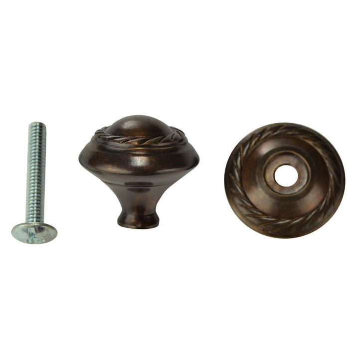 1 Inch Solid Brass Georgian Roped Round Knob Oil Rubbed Bronze Finish COPPER MOUNTAIN HARDWARE