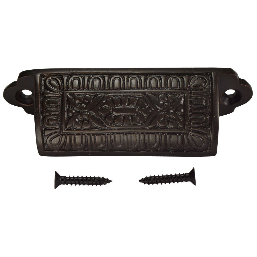 3 5/8 Inch Overall (3 Inch c-c) Traditional Square Eastlake Style Bin Pull