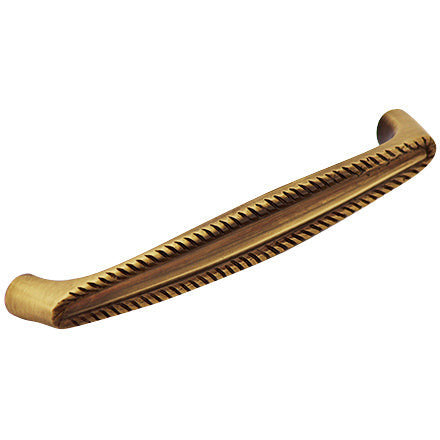 5 1/2 Inch Overall (5 Inch c-c) Brass Georgian Roped Style Pull (Antique Brass Finish) COPPER MOUNTAIN HARDWARE