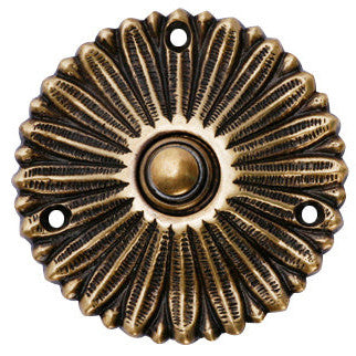 Solid Brass Antique Flower Doorbell Push (Antique Brass Finish) COPPER MOUNTAIN HARDWARE