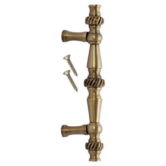 5 Inch Overall (3 Inch c-c) Solid Brass Georgian Roped Style Pull (Antique Brass Finish) Copper Mountain Hardware