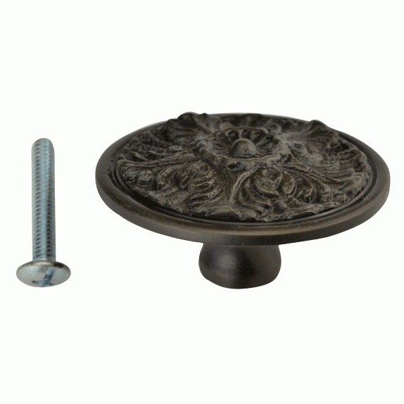 2 Inch Solid Brass Victorian Floral Knob (Oil Rubbed Bronze Finish) COPPER MOUNTAIN HARDWARE