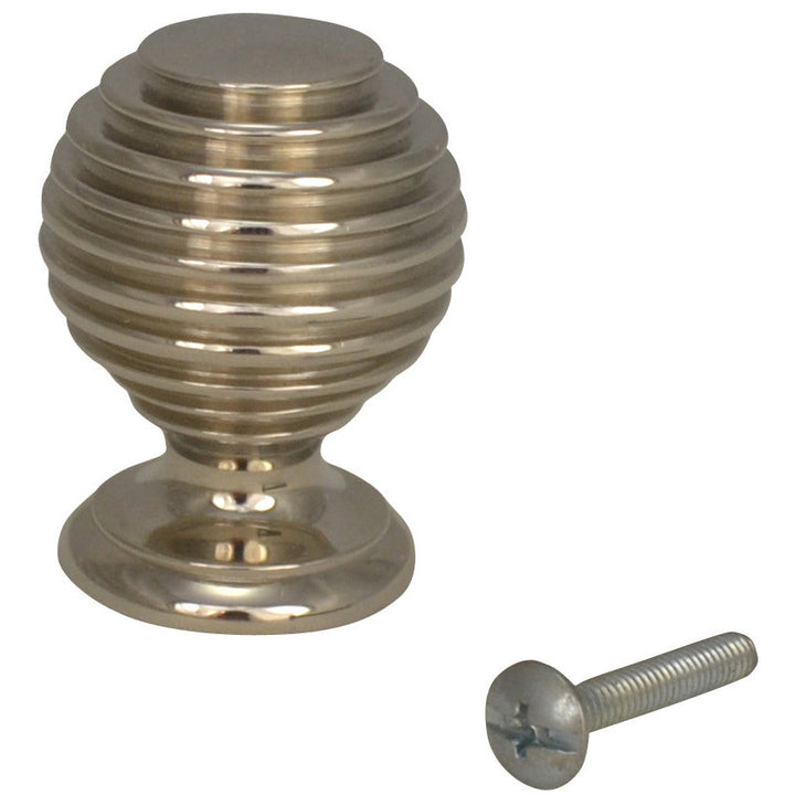 1 3/8 Inch Solid Brass Art Deco Round Knob (Polished Nickel Finish) COPPER MOUNTAIN HARDWARE