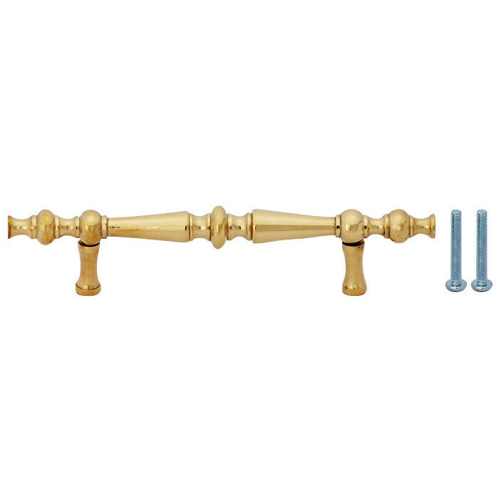 6 1/2 Inch Overall (4 Inch c-c) Solid Brass Victorian Pull (Polished Brass Finish) COPPER MOUNTAIN HARDWARE