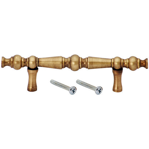 5 Inch Overall (3 Inch c-c) Solid Brass Victorian Pull (Antique Brass Finish) COPPER MOUNTAIN HARDWARE