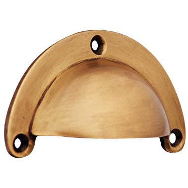 3 3/8 Inch Overall (3 Inch c-c) Solid Brass Traditional Cup Pull (Antique Brass Finish) COPPER MOUNTAIN HARDWARE