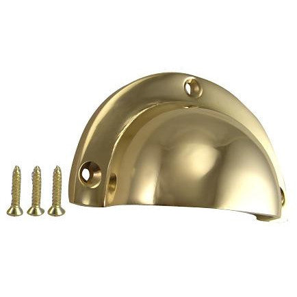 3 1/2 Inch Solid Brass Traditional Cup Pull (Polished Brass Finish) COPPER MOUNTAIN HARDWARE