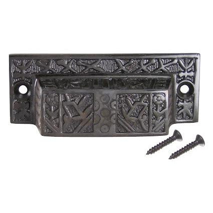 3 1/2 Inch Overall (3 Inch c-c) Solid Brass Eastlake Cup or Bin Pull (Oil Rubbed Bronze Finish) COPPER MOUNTAIN HARDWARE