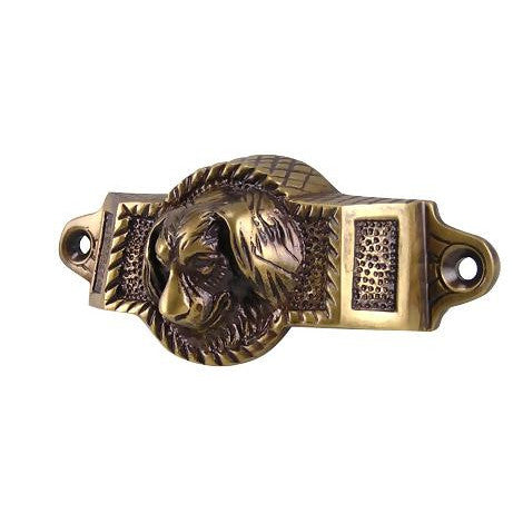 4 Inch Overall (3 1/2 Inch c-c) Solid Brass Golden Retriever Rectangular Cup Pull