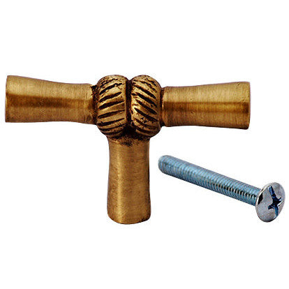 2 Inch Solid Brass Japanese Bamboo Style Knob (Antique Brass Finish) COPPER MOUNTAIN HARDWARE