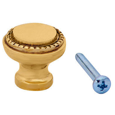 1 Inch Solid Brass Round Knob (Polished Brass Finish) COPPER MOUNTAIN HARDWARE