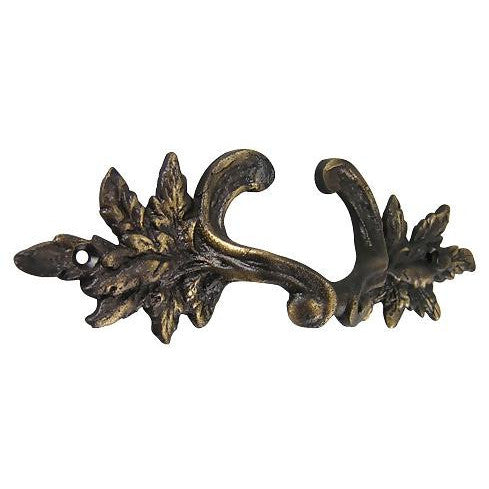 6 Inch Overall (4 3/8 Inch c-c) Solid Brass Ornate French Leaves Pull (Antique Brass Finish) COPPER MOUNTAIN HARDWARE