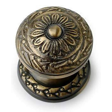 1 1/4 Inch Ornate Round Solid Brass Knob (Antique Brass Finish) COPPER MOUNTAIN HARDWARE