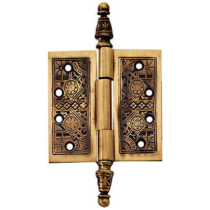 3 1/2 x 3 1/2 Inch Victorian Steeple Tip Style Hinge (Antique Brass Finish) COPPER MOUNTAIN HARDWARE