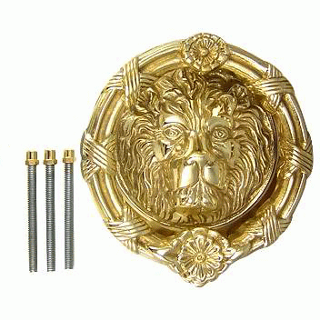 Ribbon & Reed 5 1/4 Inch Lion Head Door Knocker in Solid Brass (Polished Brass Finish) Copper Mountain Hardware