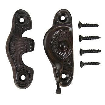 Eastlake Pattern Solid Brass Window Lock (Oil Rubbed Bronze Finish) Copper Mountain Hardware