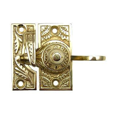 Oriental Pattern Solid Brass Sash Lock (Polished Brass Finish) Copper Mountain Hardware