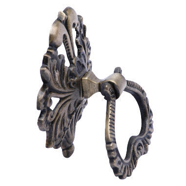 3 Inch Victorian Leaves Baroque / Rococo Ring Pull (Antique Brass) COPPER MOUNTAIN HARDWARE