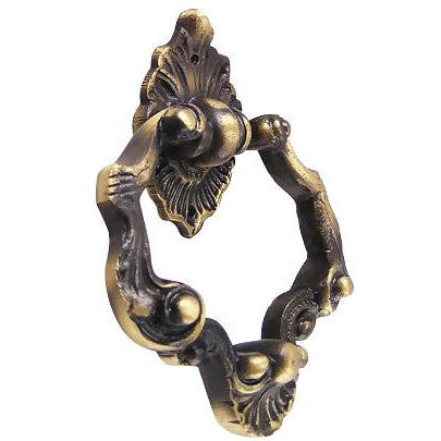 4 Inch Ornate Shell Pattern Ring Pull (Antique Brass Finish) COPPER MOUNTAIN HARDWARE