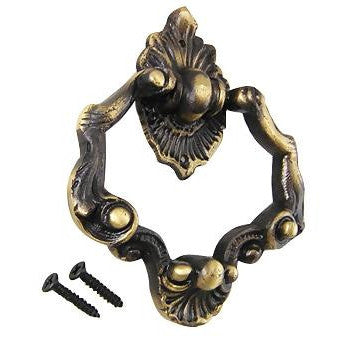 4 Inch Ornate Shell Pattern Ring Pull (Antique Brass Finish) COPPER MOUNTAIN HARDWARE