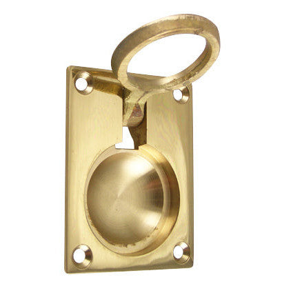 2 1/2 Inch Solid Brass Traditional Flush Ring Pull (Polished Brass) DELTANA