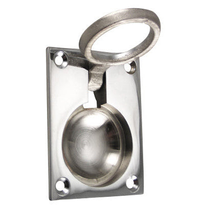 2 1/2 Inch Solid Brass Traditional Flush Ring Pull (Polished Chrome) DELTANA