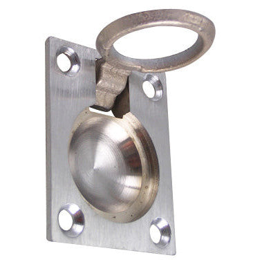 1 3/4 Inch Solid Brass Traditional Flush Ring Pull (Brushed Chrome Finish) DELTANA