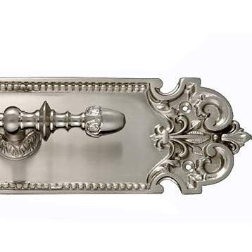 18 Inch Solid Brass Traditional Fleur De Lis Door Pull & Plate (Satin Nickel Finish) COPPER MOUNTAIN HARDWARE