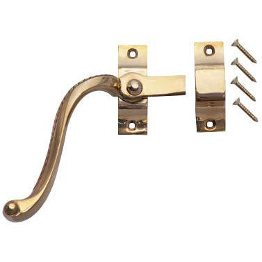 Solid Brass Right Hinge Window Lock Georgian Roped Pattern (Polished Brass Finish) Copper Mountain Hardware