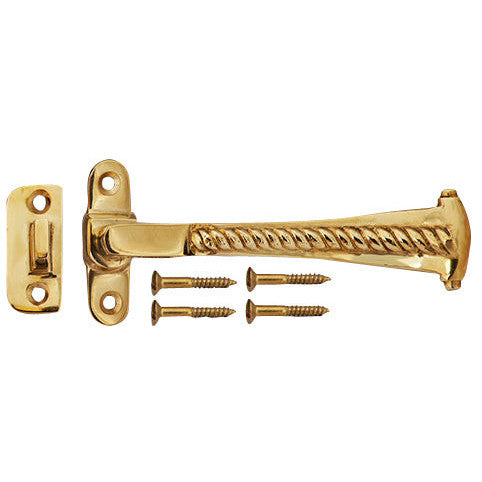 Solid Brass Georgian Roped Universal Style Casement Window Latch (Polished Brass Finish) Copper Mountain Hardware