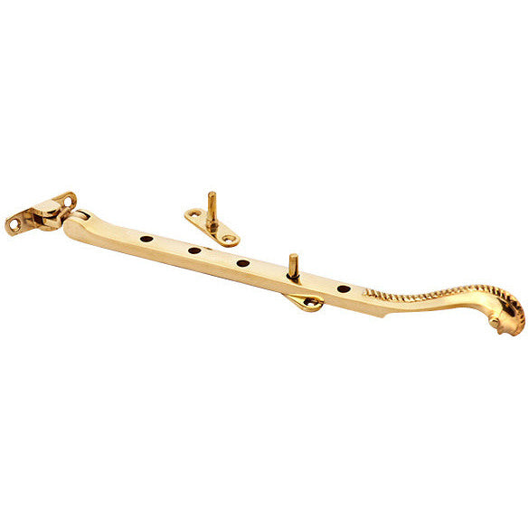 10 Inch Long Georgian Roped Casement Window Stay Polished Brass Finish COPPER MOUNTAIN HARDWARE