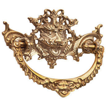 4 1/8 Inch Solid Brass  Rococo Gargoyle Bail Pull (Polished Brass Finish) COPPER MOUNTAIN HARDWARE